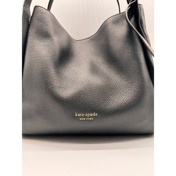 KATE SPADE NY Knott pebbled leather large shoulder bag - Black (Used) - Picture 6 of 16